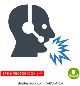Operator Shout EPS vector icon. Illustration style is flat iconic bicolor smooth blue symbol on white background.