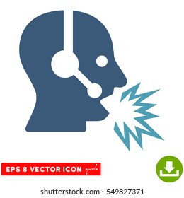 Operator Shout EPS vector icon. Illustration style is flat iconic bicolor cyan and blue symbol on white background.