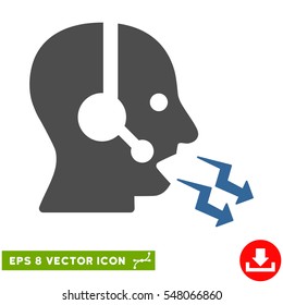 Operator Shout EPS vector pictogram. Illustration style is flat iconic bicolor cobalt and gray symbol on white background.