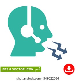 Operator Shout EPS vector pictogram. Illustration style is flat iconic bicolor cobalt and cyan symbol on white background.