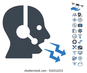 Operator Shout icon with bonus airdrone tools images. Vector illustration style is flat iconic symbols on white background.