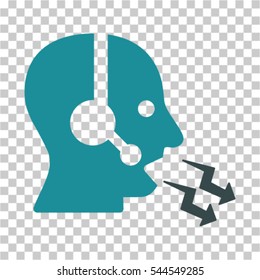 Operator Shout icon. Vector pictogram style is a flat bicolor symbol, soft blue colors, chess transparent background. Designed for software and web interface toolbars and menus.