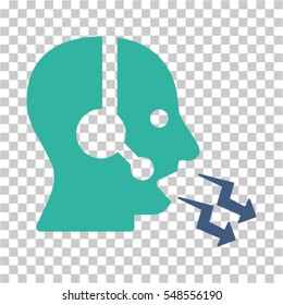 Operator Shout icon. Vector pictogram style is a flat bicolor symbol, cobalt and cyan colors, chess transparent background. Designed for software and web interface toolbars and menus.