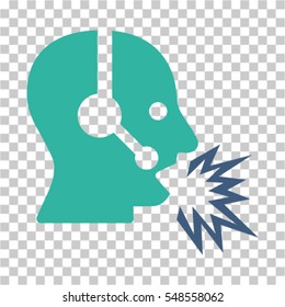 Operator Shout icon. Vector pictogram style is a flat bicolor symbol, cobalt and cyan colors, chess transparent background. Designed for software and web interface toolbars and menus.