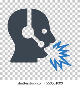Operator Shout icon. Vector pictogram style is a flat bicolor symbol, smooth blue colors, chess transparent background. Designed for software and web interface toolbars and menus.