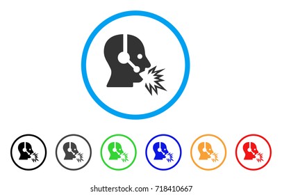 Operator Shout rounded icon. Style is a flat operator shout gray symbol inside light blue circle with black, gray, green, blue, red, orange variants. Vector designed for web and software interfaces.