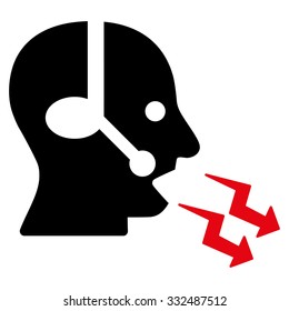 Operator Shout vector icon. Style is bicolor flat symbol, intensive red and black colors, rounded angles, white background.