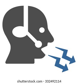 Operator Shout vector icon. Style is bicolor flat symbol, cobalt and gray colors, rounded angles, white background.