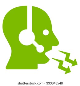 Operator Shout vector icon. Style is flat symbol, eco green color, rounded angles, white background.