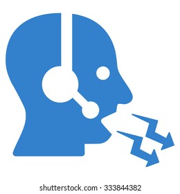 Operator Shout vector icon. Style is flat symbol, cobalt color, rounded angles, white background.