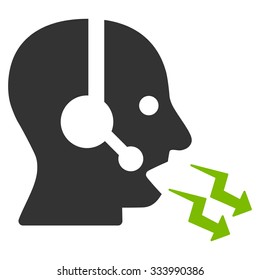 Operator Shout vector icon. Style is bicolor flat symbol, eco green and gray colors, rounded angles, white background.