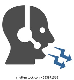 Operator Shout vector icon. Style is bicolor flat symbol, cobalt and gray colors, rounded angles, white background.