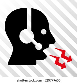 Operator Shout vector pictograph. Illustration style is flat iconic bicolor intensive red and black symbol on a hatch transparent background.