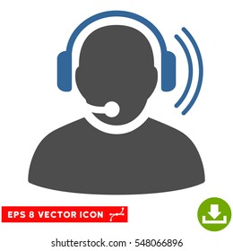 Operator Signal EPS vector icon. Illustration style is flat iconic bicolor cobalt and gray symbol on white background.