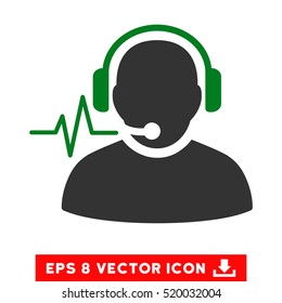 Operator Signal EPS vector pictogram. Illustration style is flat iconic bicolor green and gray symbol on white background.