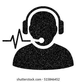 Operator Signal grainy textured icon for overlay watermark stamps. Flat symbol with dirty texture. Dotted vector black ink rubber seal stamp with grunge design on a white background.