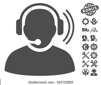 Operator Signal icon with bonus configuration pictures. Vector illustration style is flat iconic gray symbols on white background.