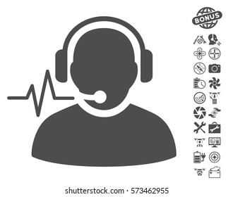 Operator Signal icon with bonus copter service pictograph collection. Vector illustration style is flat iconic symbols on white background.