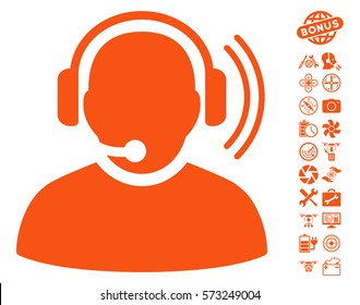 Operator Signal icon with bonus nanocopter tools images. Vector illustration style is flat iconic symbols on white background.