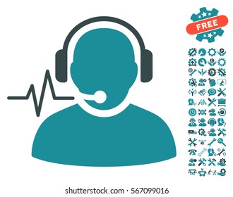 Operator Signal icon with bonus settings icon set. Vector illustration style is flat iconic soft blue symbols on white background.
