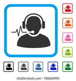 Operator Signal icon. Flat grey iconic symbol in a light blue rounded rectangle. Black, gray, green, blue, red, orange color additional versions of Operator Signal vector.