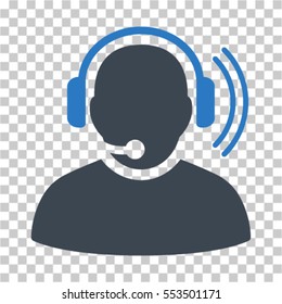 Operator Signal icon. Vector pictograph style is a flat bicolor symbol, smooth blue colors, chess transparent background. Designed for software and web interface toolbars and menus.