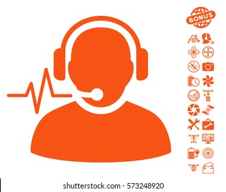 Operator Signal pictograph with bonus airdrone tools symbols. Vector illustration style is flat iconic symbols on white background.