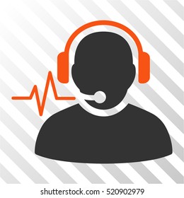 Operator Signal vector icon. Illustration style is flat iconic bicolor orange and gray symbol on a hatch transparent background.