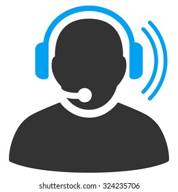 Operator Signal vector icon. Style is bicolor flat symbol, blue and gray colors, rounded angles, white background.