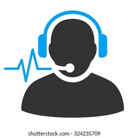 Operator Signal vector icon. Style is bicolor flat symbol, blue and gray colors, rounded angles, white background.