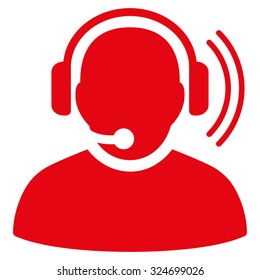 Operator Signal vector icon. Style is flat symbol, red color, rounded angles, white background.