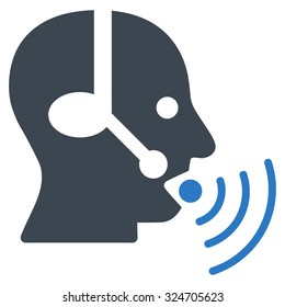 Operator Signal vector icon. Style is bicolor flat symbol, smooth blue colors, rounded angles, white background.