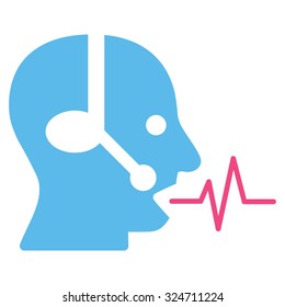 Operator Signal vector icon. Style is bicolor flat symbol, pink and blue colors, rounded angles, white background.