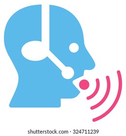 Operator Signal vector icon. Style is bicolor flat symbol, pink and blue colors, rounded angles, white background.
