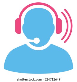 Operator Signal vector icon. Style is bicolor flat symbol, pink and blue colors, rounded angles, white background.
