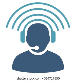 Operator Signal vector icon. Style is bicolor flat symbol, cyan and blue colors, rounded angles, white background.