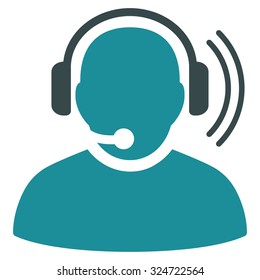 Operator Signal vector icon. Style is bicolor flat symbol, soft blue colors, rounded angles, white background.