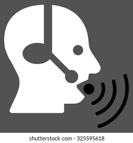 Operator Signal vector icon. Style is bicolor flat symbol, black and white colors, rounded angles, gray background.