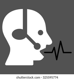 Operator Signal vector icon. Style is bicolor flat symbol, black and white colors, rounded angles, gray background.