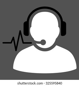 Operator Signal vector icon. Style is bicolor flat symbol, black and white colors, rounded angles, gray background.