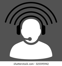 Operator Signal vector icon. Style is bicolor flat symbol, black and white colors, rounded angles, gray background.