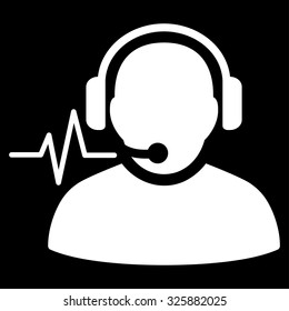 Operator Signal vector icon. Style is flat symbol, white color, rounded angles, black background.