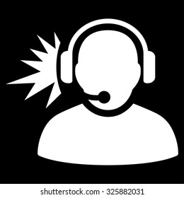 Operator Signal vector icon. Style is flat symbol, white color, rounded angles, black background.