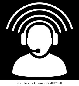 Operator Signal vector icon. Style is flat symbol, white color, rounded angles, black background.