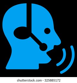 Operator Signal vector icon. Style is flat symbol, blue color, rounded angles, black background.