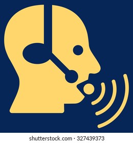 Operator Signal vector icon. Style is flat symbol, yellow color, rounded angles, blue background.