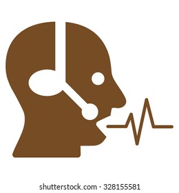 Operator Signal vector icon. Style is flat symbol, brown color, rounded angles, white background.