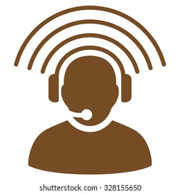 Operator Signal vector icon. Style is flat symbol, brown color, rounded angles, white background.