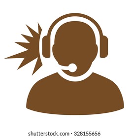 Operator Signal vector icon. Style is flat symbol, brown color, rounded angles, white background.