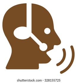 Operator Signal vector icon. Style is flat symbol, brown color, rounded angles, white background.